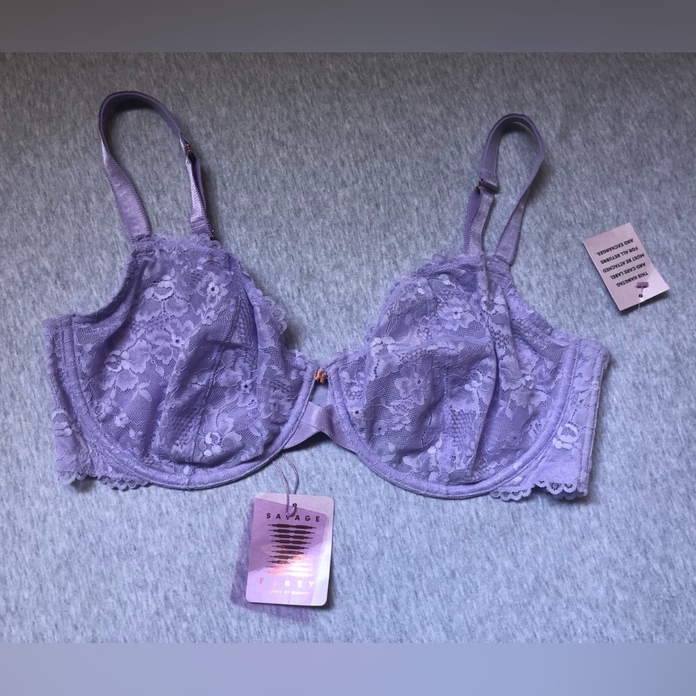 NWT! Savage X Fenty Balconette Bra Lace Lavender Purple Size: 38DDD